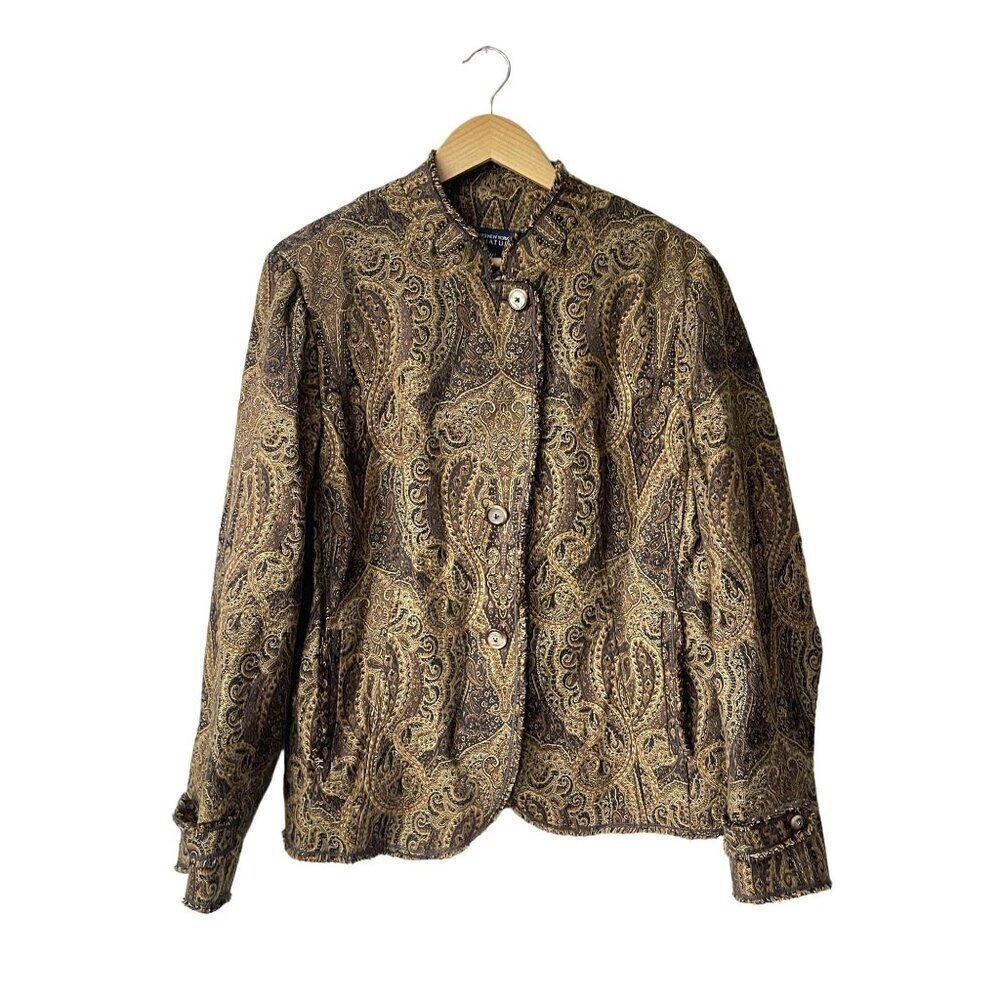 Jones New York Tapestry Jacket Womens 14W Vintage Paisley Baroque Dark Academia